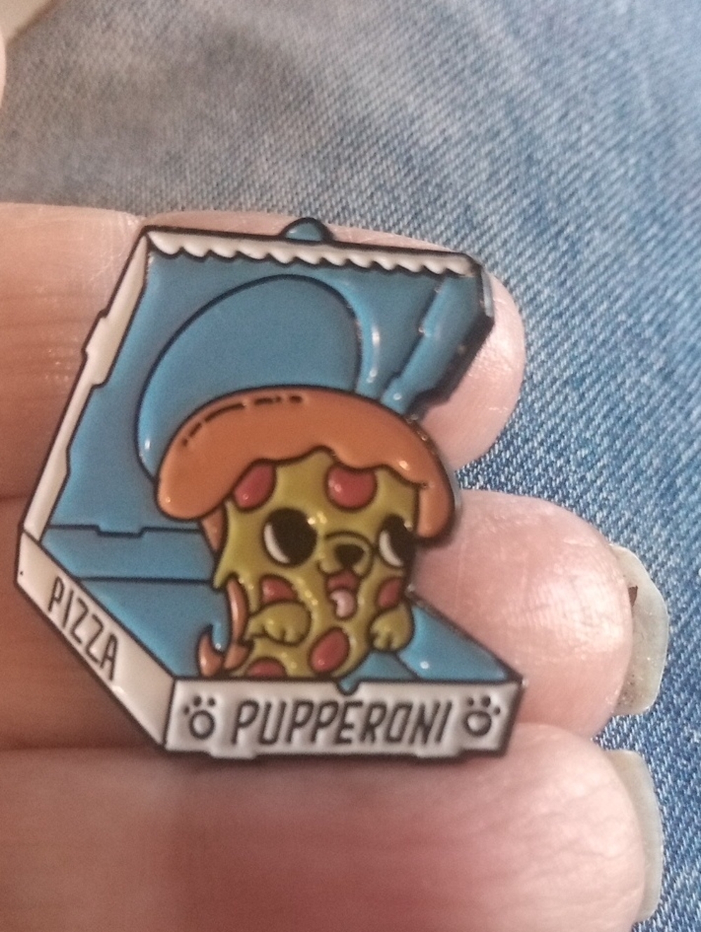 🐕Pupperoni Pizza Enamel Lapel Pin Blue & Orange